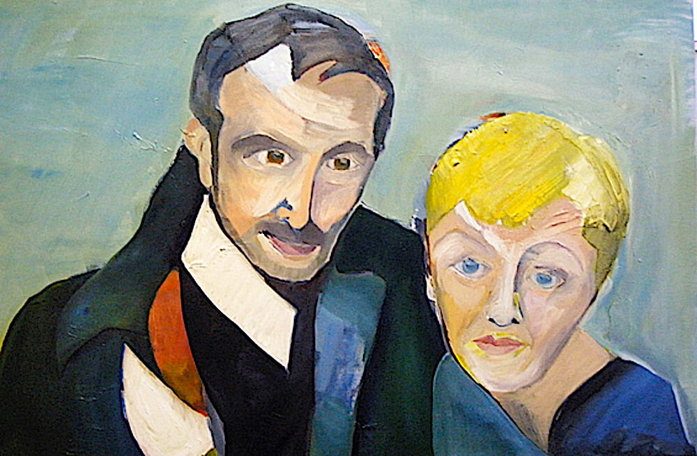 Mann und Frau, Querformat, neutraler Hintergrund, gemalt von Ute Meta Kuehn, 2015