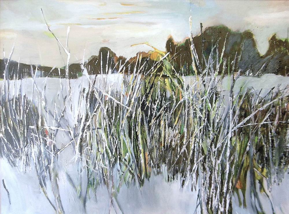 Gräser im Winter am Schaalsee, gemalt von Ute Meta Kuehn, 2019